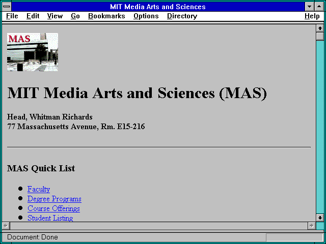 Screenshot of MIT Media Arts and Sciences