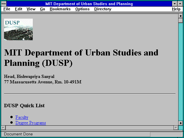 Screenshot of MIT Department of Urban Studies and Planning
