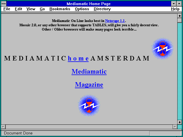 Screenshot of Mediamatic Home Page