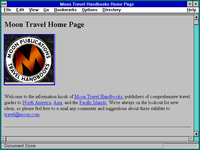 Screenshot of Moon Travel Home Page