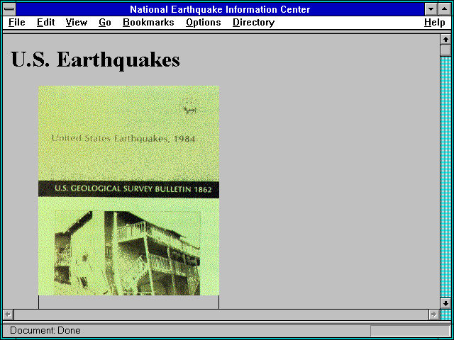 Screenshot of National Earthquake Information Center
