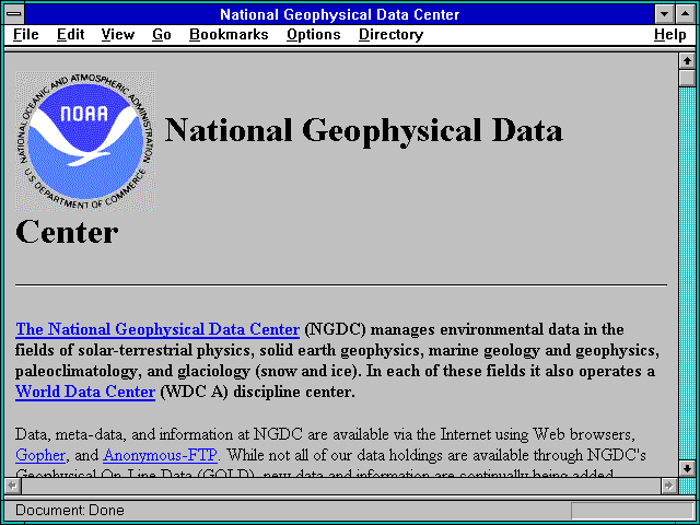 Screenshot of NGDC Defense Meteorological Satellite Program