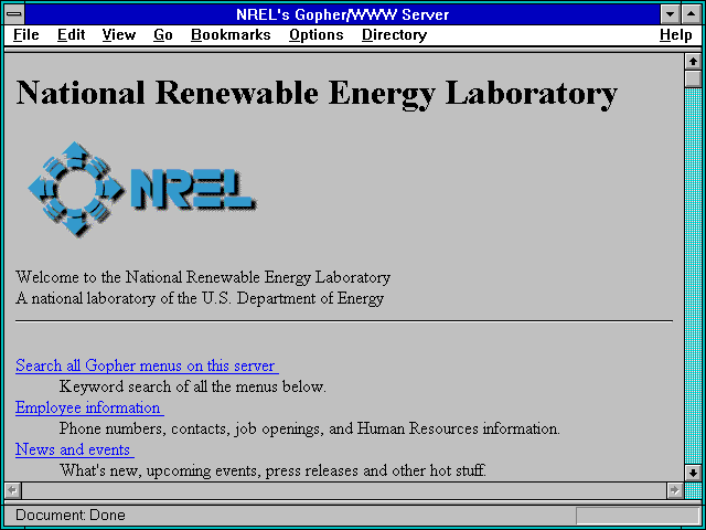 Screenshot of National Renewable Energy Laboratory
