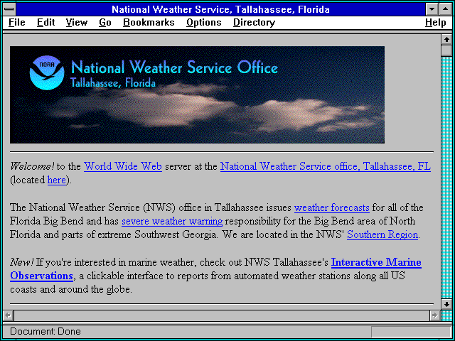 Screenshot of National Weather Service Tallahassee Florida