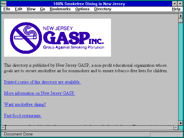 Screenshot of 100% Smokefree Dining in New Jersey