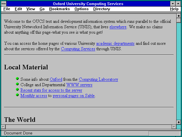 Screenshot of Oxford University Computing Services