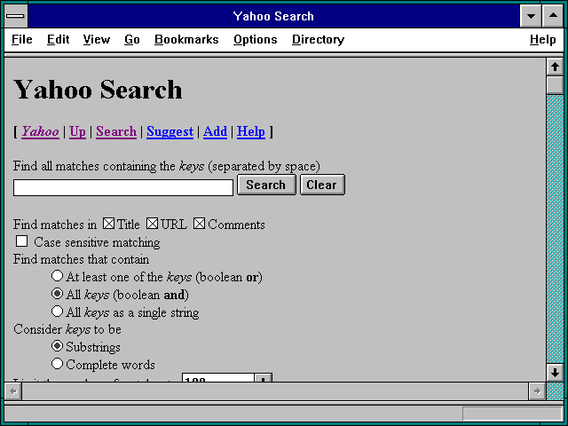 Screenshot of Yahoo Search