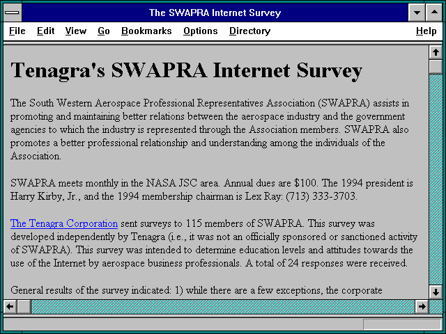 Screenshot of The SWAPRA Internet Survey