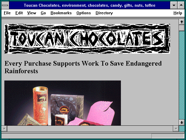 Screenshot of Toucan Chocolates environment chocolates candy gifts nuts toffee