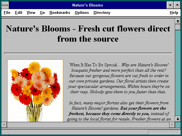 Screenshot of Nature's Blooms