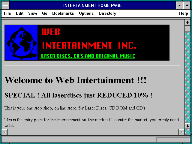 Screenshot of INTERTAINMENT HOME PAGE