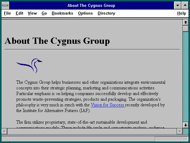 Screenshot of About The Cygnus Group