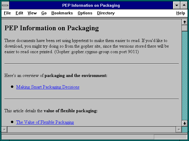 Screenshot of PEP Information on Packaging