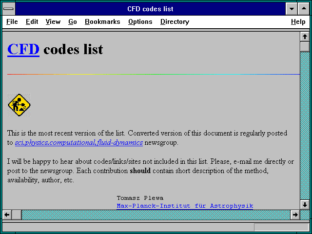 Screenshot of CFD codes list