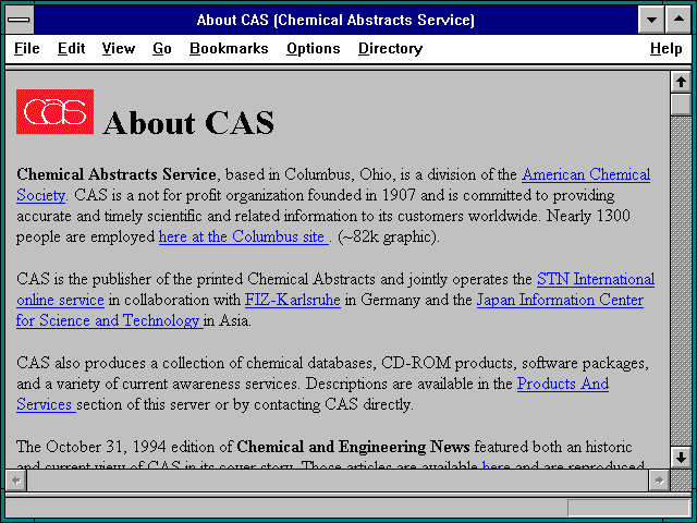 Screenshot of About CAS (Chemical Abstracts Service)