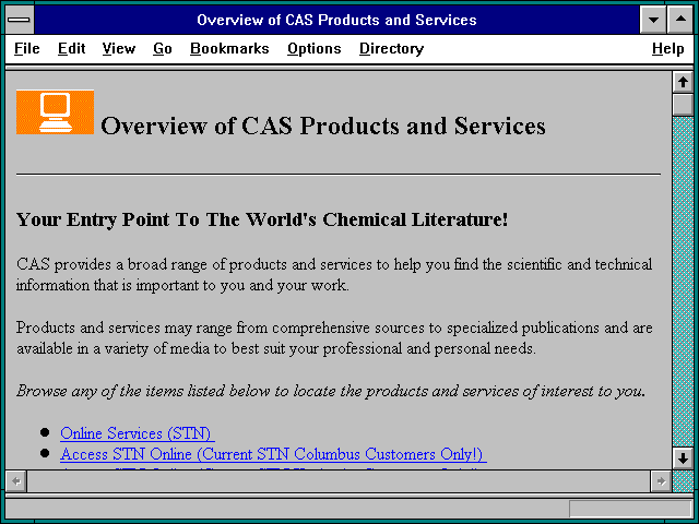 Screenshot of Overview of CAS Products and Services