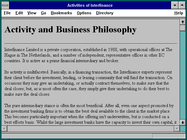 Screenshot of Activities of Interfinance