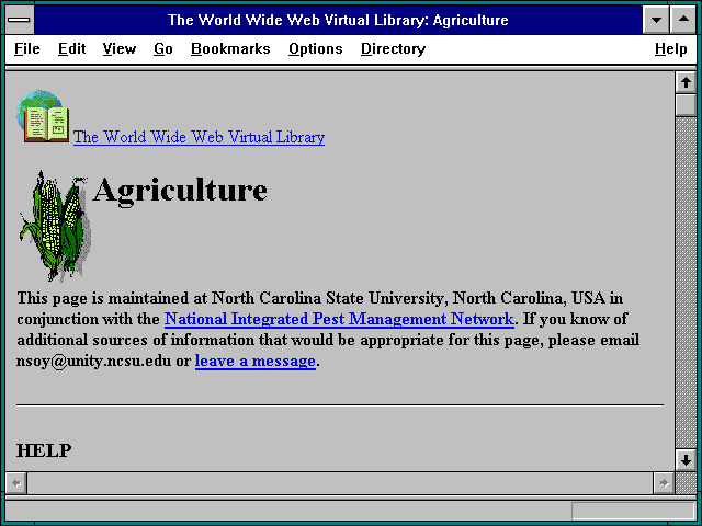 Screenshot of The World Wide Web Virtual Library: Agriculture