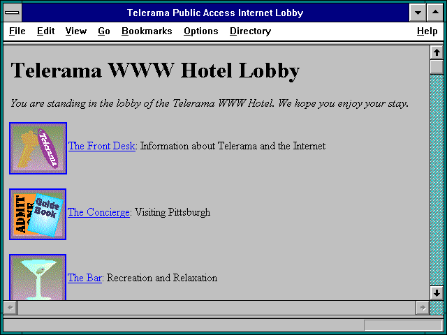 Screenshot of Telerama Public Access Internet Lobby