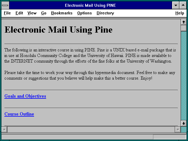 Screenshot of Electronic Mail Using PINE