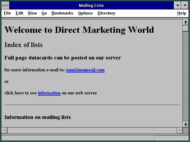 Screenshot of Mailing Lists