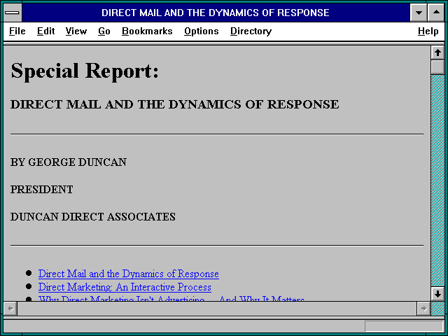 Screenshot of DIRECT MAIL AND THE DYNAMICS OF RESPONSE