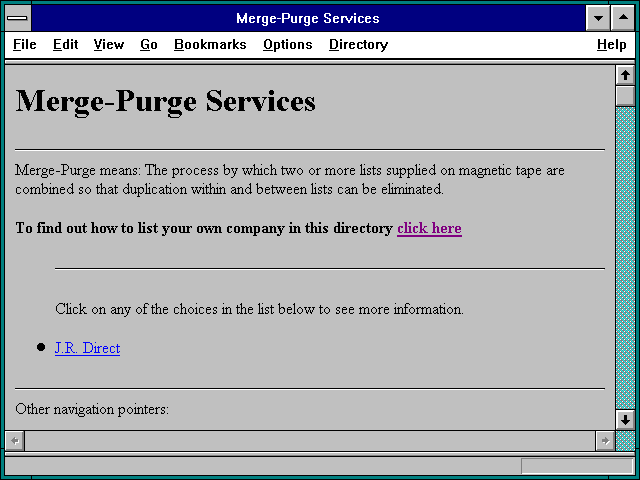 Screenshot of Merge-Purge Services