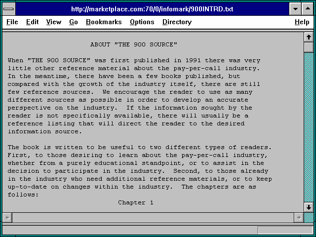 Screenshot of http://marketplace.com:70/0/infomark/900INTRD.txt
