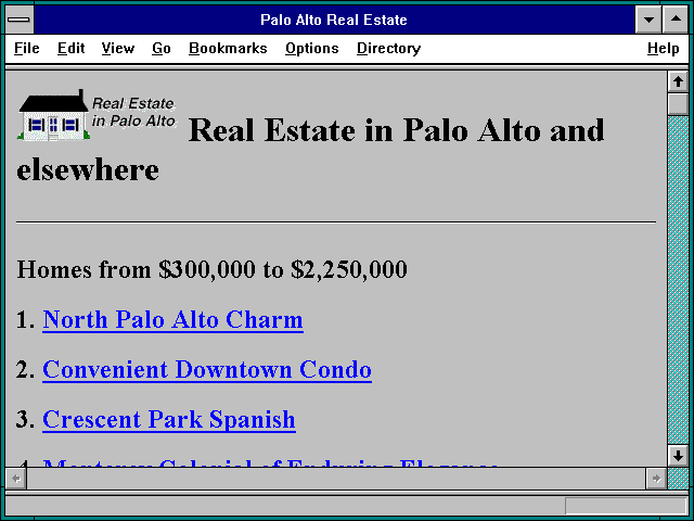 Screenshot of Palo Alto Real Estate