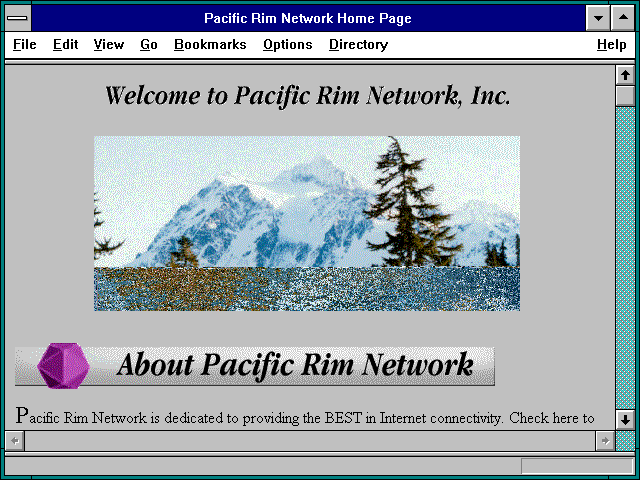 Screenshot of Pacific Rim Network Home Page