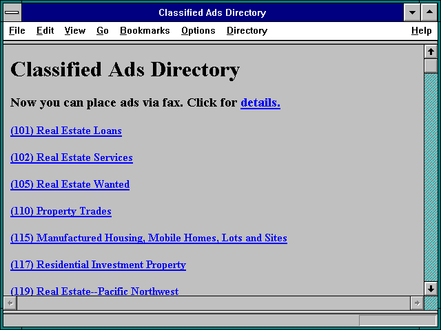 Screenshot of Classified Ads Directory
