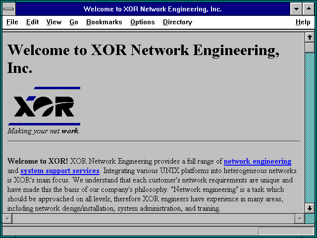 Screenshot of Welcome to XOR Network Engineering Inc.