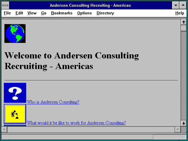 Screenshot of Andersen Consulting Recruiting - Americas