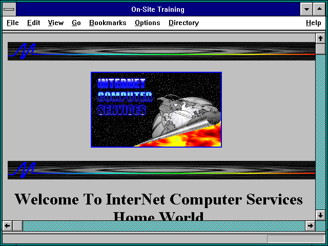 Screenshot of ICS Onsite Training and Home Page