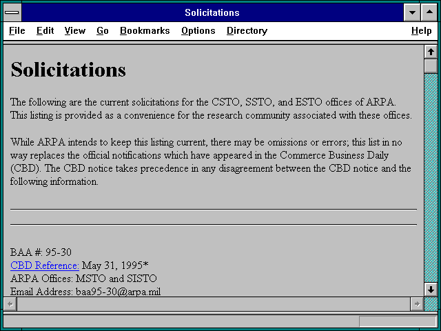 Screenshot of Solicitations