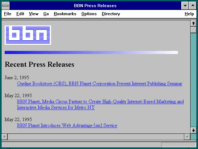 Screenshot of BBN Press Releases