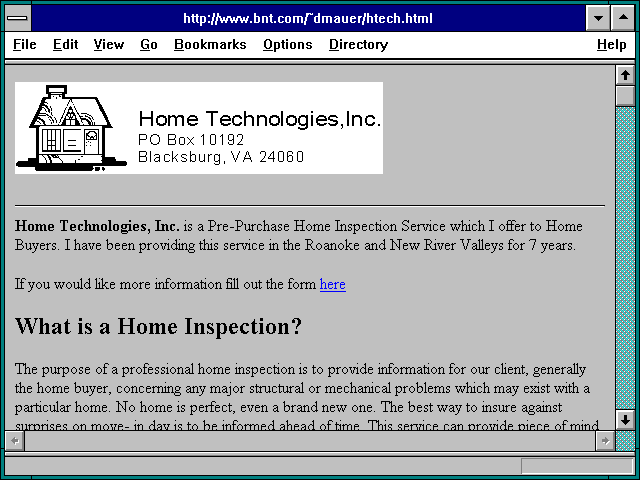 Screenshot of http://www.bnt.com/~dmauer/htech.html