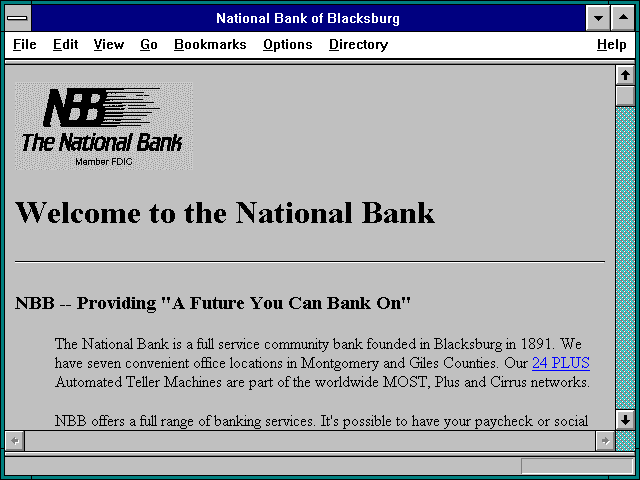 Screenshot of National Bank of Blacksburg