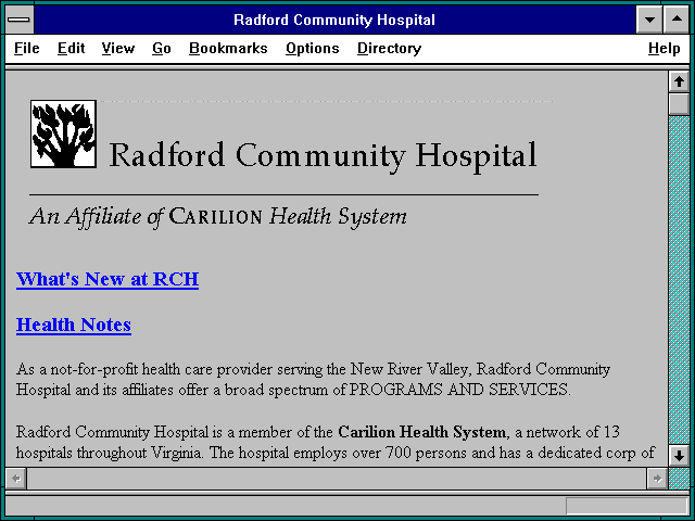 Screenshot of Radford Community Hospital