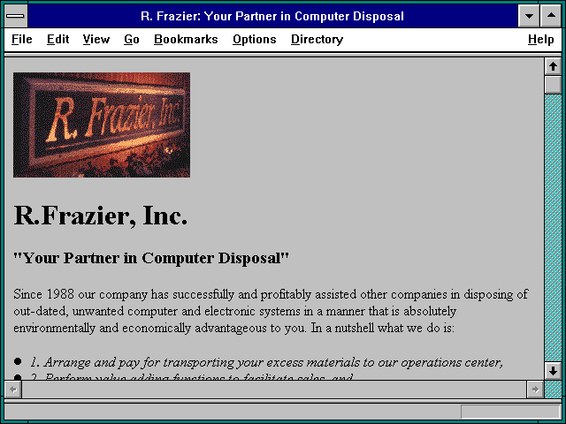 Screenshot of R. Frazier: Your Partner in Computer Disposal