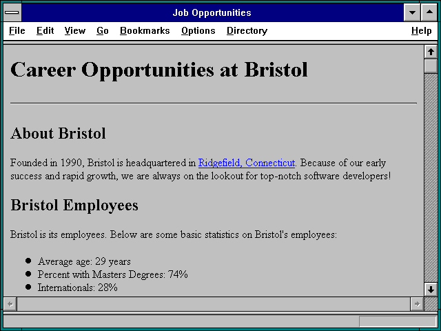 Screenshot of Job Opportunities