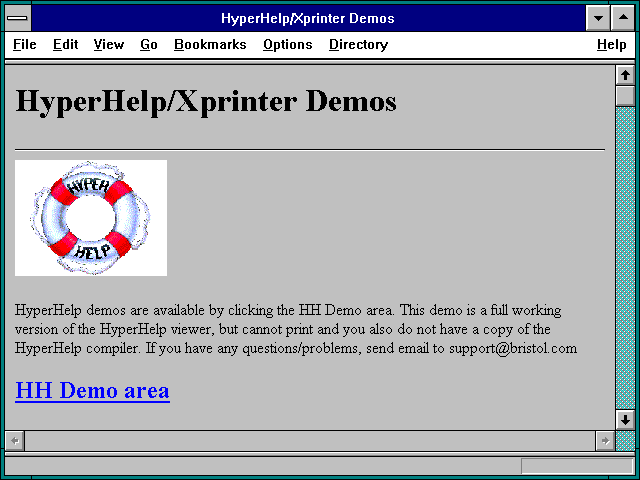 Screenshot of HyperHelp/Xprinter Demos