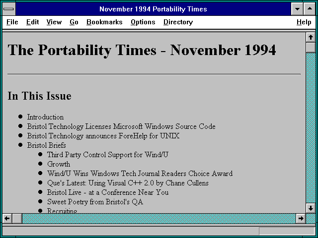 Screenshot of November 1994 Portability Times