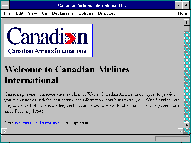 Screenshot of Canadian Airlines International Ltd.