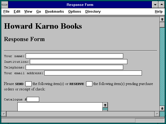 Screenshot of Response Form