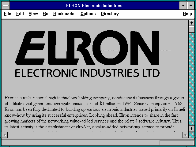 Screenshot of ELRON Electronic Industries