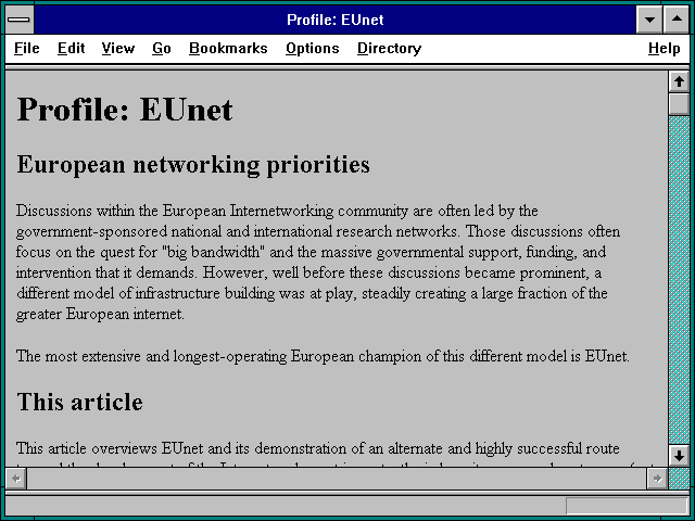 Screenshot of Profile: EUnet