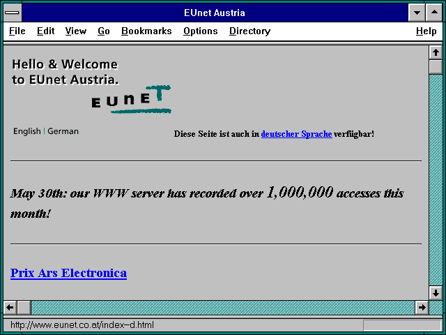 Screenshot of EUnet Austria