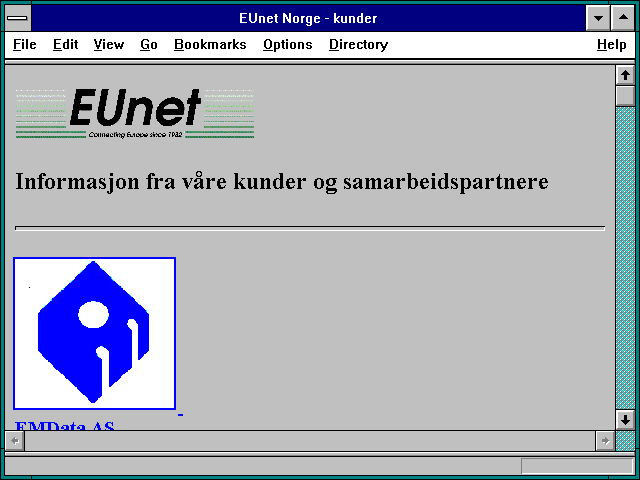 Screenshot of EUnet Norge - kunder