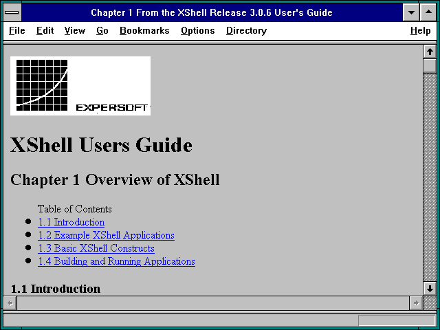 Screenshot of Chapter 1 From the XShell Release 3.0.6 User's Guide
